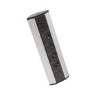 Kulmapistorasiapylväs 4x230V + 2xUSB-A musta/hopea
