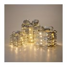 SETTI 3x LED-joulukoristeita 90xLED/2xAA + 3xAA + 3xAA lämmin valkoinen lahjat/hopea