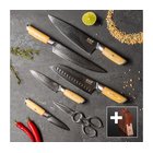 Gudaro-setti 5x HIKARI-damaskiteräistä keittiöveistä + veitsiteline ja kanasakset