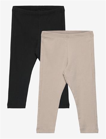 LINDEX Leggings Basic Rib 2 Pack - OFF BLACK - 68