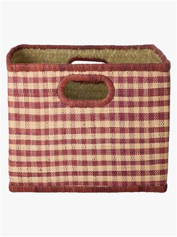 Rice - Raffia Square Basket with Handle Opening - Brown Checks - Large – kuva 2/2