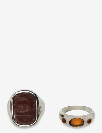 PIECES Pcpauline Ring 2-Pack - SILVER COLOUR - One Size