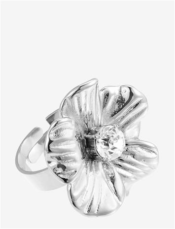 By Jolima Daisy Crystal Ring - Silver - ONE SIZE 2 cm