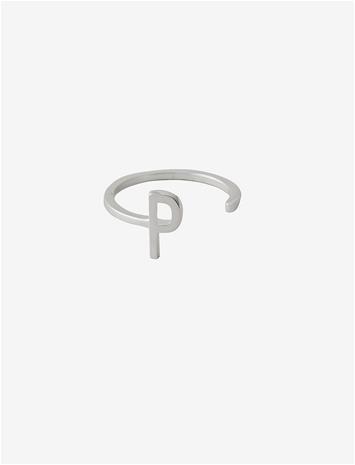 Design Letters Ring Silver A-Z P – kuva 4/4