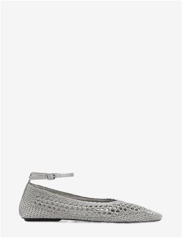 MANGO Crochet Ankle Strap Ballerinas - SILVER - 41 – kuva 2/2