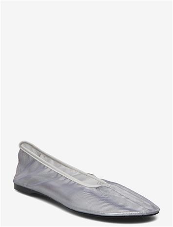MANGO Semi-Transparent Mesh Ballet Flats - SILVER - 36