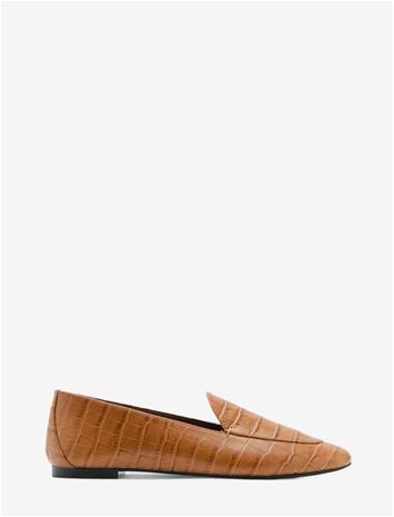 MANGO Leather Loafers - DARK BROWN - 36