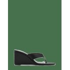MANGO Satin Strap Wedge Sandal - BLACK - 36