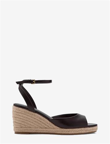 MANGO Espadrille Wedge Sandal - DARK BROWN - 37