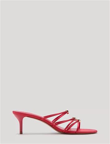 Mango Satin Strap Heeled Sandal - Red - 41