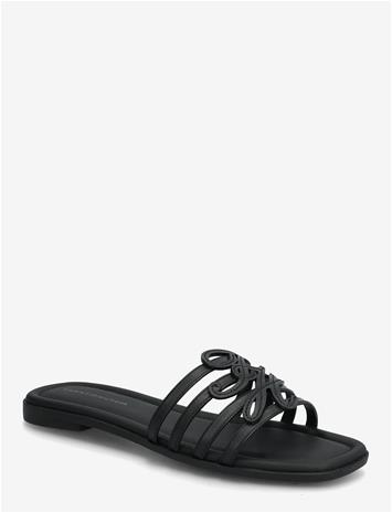 TOMMY HILFIGER Th Script Flat Mule Lth - BLACK - 37