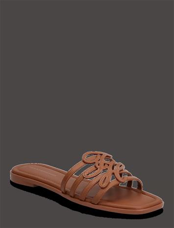 Tommy Hilfiger Th Script Flat Mule Lth - Brown - 41