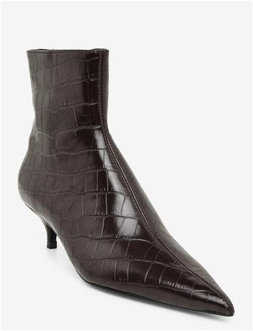 MANGO Kitten Heel Pointed-Toe Ankle Boot - DARK RED - 36