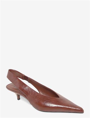 MANGO Kitten Heel Pointed Toe Shoe - DARK BROWN - 41