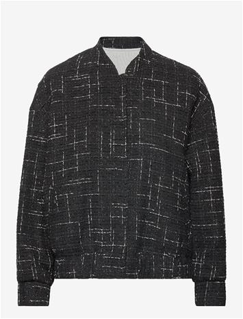 MANGO Tweed Bomber Jacket - BLACK - S