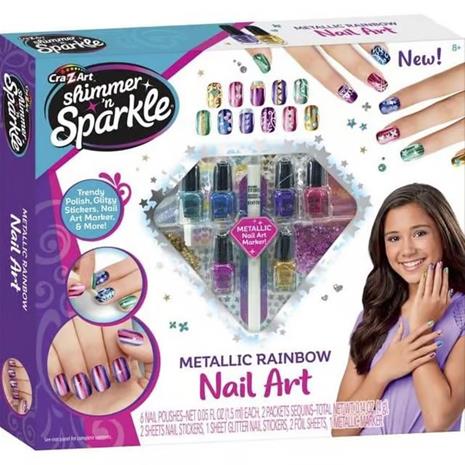 Shimmer N Sparkle Metallic Rainbow Nail Art