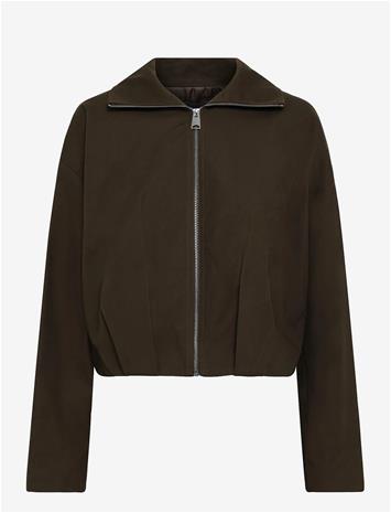 MANGO Oversized Funnel-Neck Jacket - DARK BROWN - M