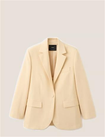 Mango Linen Suit Jacket - Yellow - L