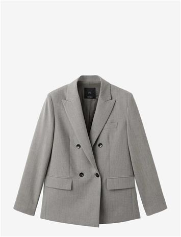 MANGO Double-Breasted Wool Blend Blazer - GREY - S