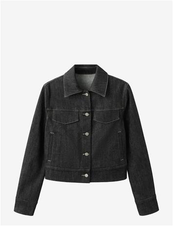 MANGO Fitted Denim Jacket With Pockets - BLACK - S