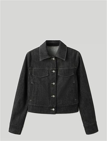 Mango Fitted Denim Jacket With Pockets - Black - XL