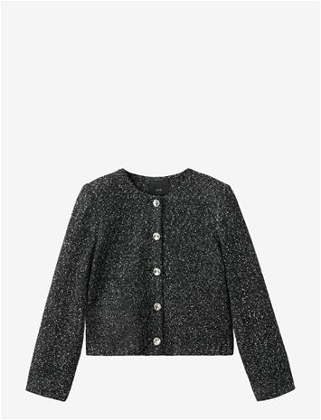 MANGO Flecked Cotton-Blend Jacket - BLACK - S