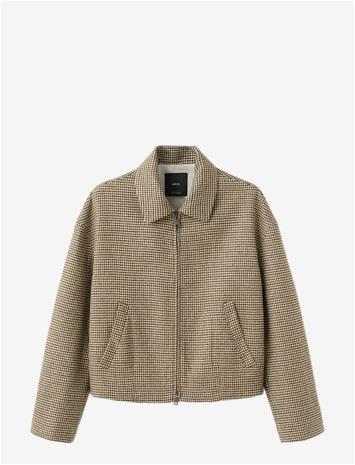 MANGO Houndstooth Jacket With Lapels - MEDIUM BROWN - M