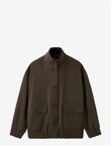 MANGO Oversize Jacket With Pockets - DARK BROWN - S