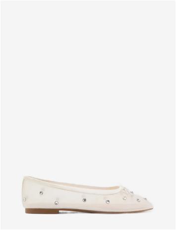 MANGO Rhinestone Ballet Flats - NATURAL WHITE - 32