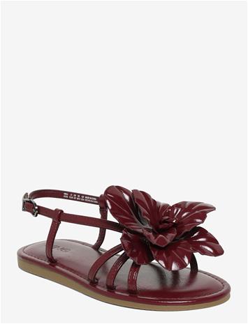 MANGO Embossed Flower Sandals - DARK RED - 37