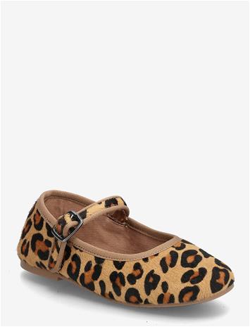 MANGO Leopard-Print Leather Ballerinas - BLACK - 21