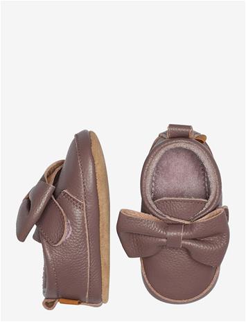 MELTON Bow Leather Slippers - ELDERBERRY - 22/23