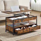 Sohvapöytä nostettavalla kannella ja 2 laatikolla – Rustic Brown/Musta