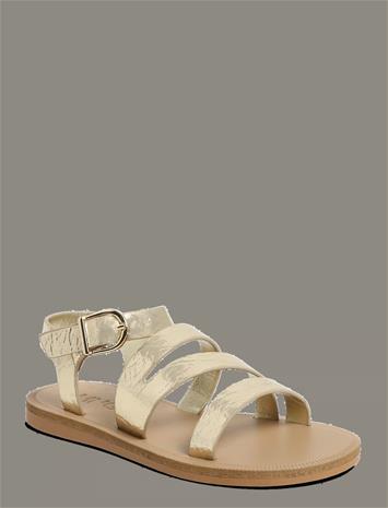 Mango Metallic Straps Sandals - Gold - 35