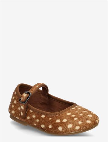 MANGO Buckle Leather Ballerina - MEDIUM BROWN - 27