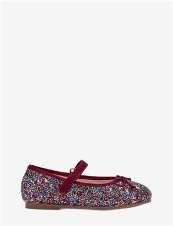MANGO Glitter Ballerina With Adjustable Strap - DARK RED - 24