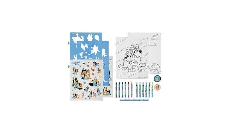 Undercover BLUEY stencil and colouring set.49pc – kuva 1/1