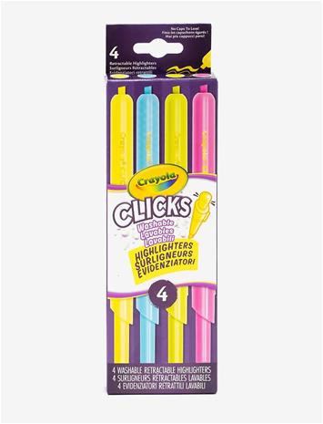 Crayola Clicks Retractable Highlighters 4 Pcs