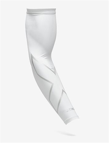 2XU Compression Arm Guard (Single) - WHITE/SILVER - S