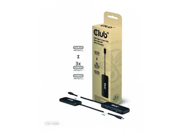 Club 3D USB Type-C 4-port 10G Data hub with PD3.0 Charging