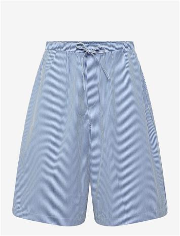 WEEKDAY Drawstring Shorts - WHITE/BLUE STRIPE - M