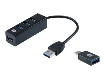 Conceptronic HUBBIES 4-Port USB 3.0 Hub with USB-C OTG Adapter