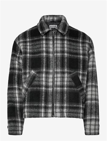 WEEKDAY Relaxed Wool-Blend Zip Jacket - BLACK CHECK - M