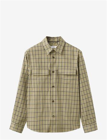 MANGO Checked Jacket With Button Print - DARK GREEN - M