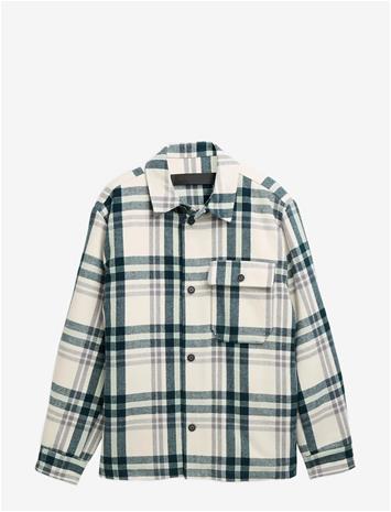 TOM TAILOR Regular Wool Optic Overshirt - OFF WHITE GREEN BIG CHECK - S