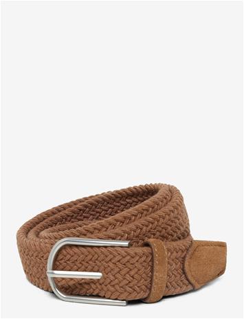 MANGO Braided Elastic Belt - MEDIUM BROWN - 90