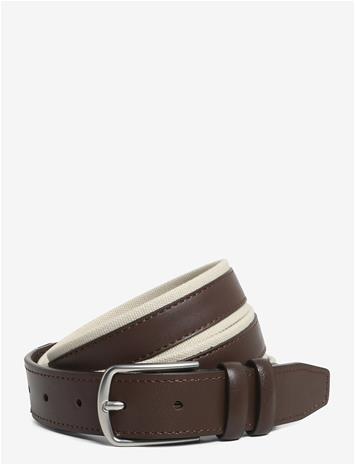 MANGO Leather Mixed Belt - BROWN - 100