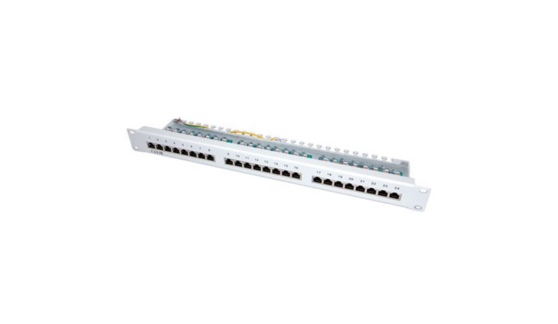 VALUE Cat.5e Patch Panel 24P, STP, light grey 26.99.0329