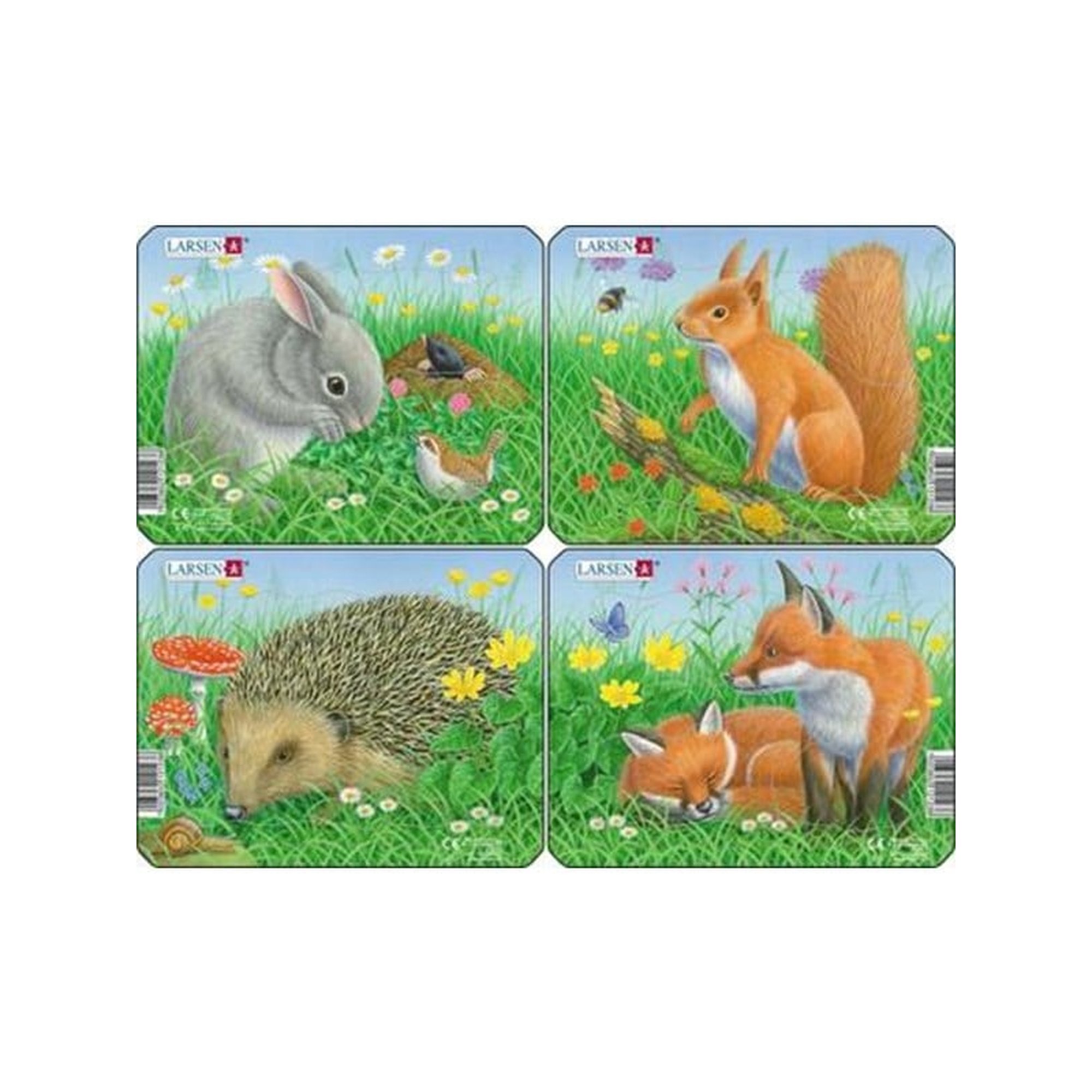 Larsen Puzzles Palapeli Kani, Orava, Siili ja Kettu - 4-asst - 2D Palapelit