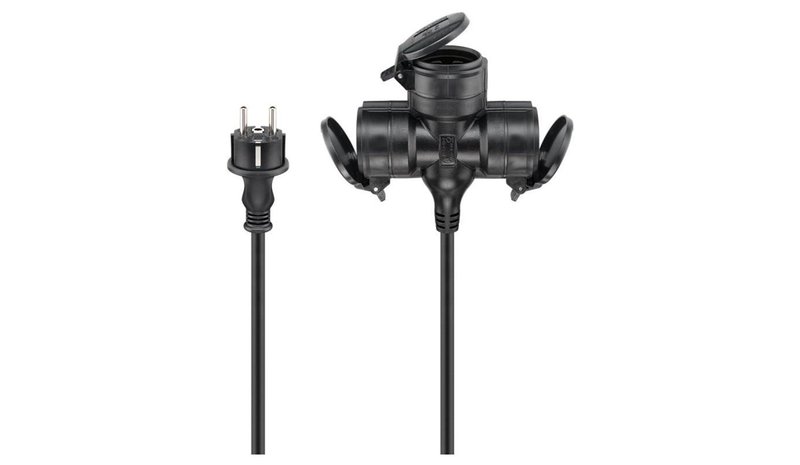Pro Outdoor Triple Extension Cable - Power (CEE 7/7) - Type E/F Plug - Musta - 5m – kuva 1/1